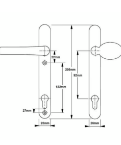 Alternative view of Windsor Lever Moveable Pad UPVC Multipoint Door Handles - 92mm PZ Sprung 122mm Screw Centres