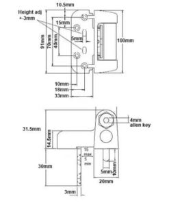 Alternative view of Haven 2D Hinge for Composite Doors