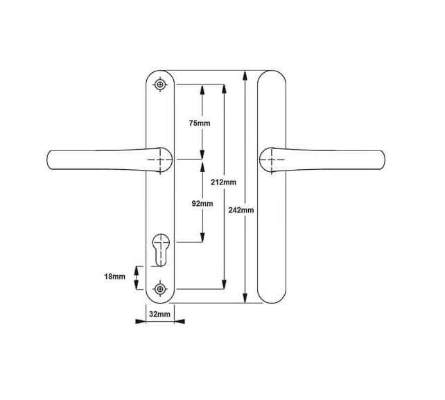 Balmoral Blank Lever Lever UPVC Multipoint Door Handles - 92mm PZ Sprung 212mm Screw Centres 2 Balmoral Blank Lever Lever UPVC Multipoint Door Handles - 92mm PZ Sprung 212mm Screw Centres - Image 2