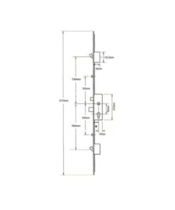 Alternative view of Latch Deadbolt 2 Rollers 2 Hooks Key Wind Operated Multipoint Door Lock (top hook to spindle = 730mm)