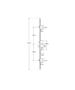 Alternative view of 859 Type 4 Latch Deadbolt 2 Hooks Split Spindle Multipoint Door Lock - 20mm Faceplate (top hook to spindle = 730mm)