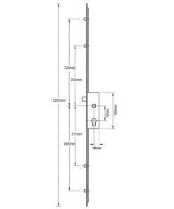 Alternative view of Latch 4 Rollers Lift Lever Multipoint Door Lock