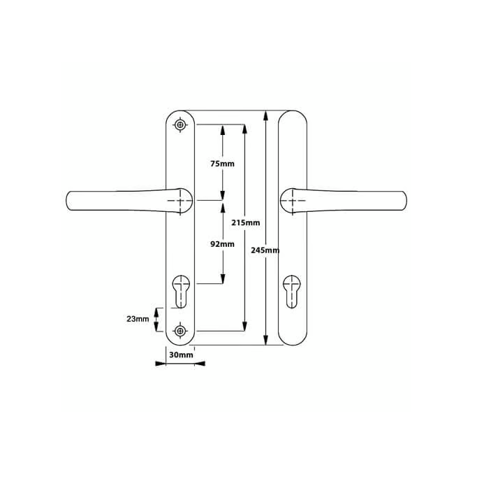 Birmingham Sprung Lever Lever UPVC Multipoint Door Handles - 92mm PZ 215mm Screw Centres 2 Birmingham Sprung Lever Lever UPVC Multipoint Door Handles - 92mm PZ 215mm Screw Centres - Image 2