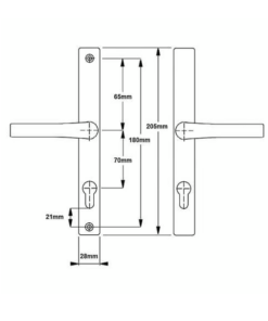 Alternative view of London Lever Lever UPVC Multipoint Door Handles - 70mm PZ Unsprung 180mm Screw Centres
