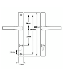 Alternative view of London Lever Lever UPVC Multipoint Door Handles - 72mm PZ Unsprung 180mm Screw Centres