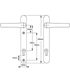 Alternative view of Lever UPVC Multipoint Door Handles - 92mm PZ Sprung 122mm Screw Centres