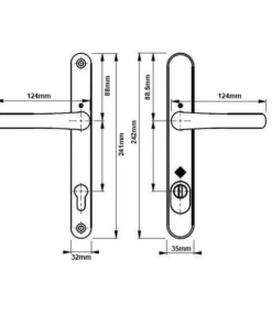 Alternative view of Tokyo PAS24 Lever Lever UPVC Multipoint Door Handles - 92mm PZ Sprung 215mm Screw Centres