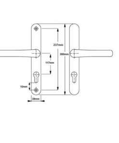 Alternative view of Lever UPVC Multipoint Door Handles - 117mm PZ Sprung 237mm Screw Centres