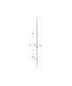 Alternative view of Latch Deadbolt 2 Hooks 2 Anti Lift Pins 4 Rollers Lift Lever or Double Spindle Multipoint Door Lock - Option 2 (top hook to spindle = 621mm)