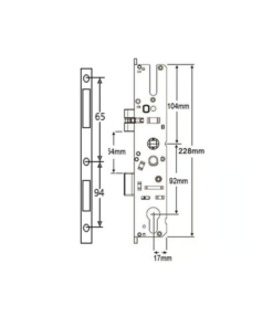 Alternative view of GTS MK3 Latch & Dead Bolt Genuine Multipoint Gearbox - Lift Lever