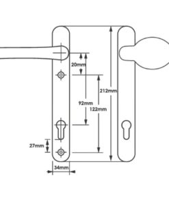 Alternative view of Lever Moveable Pad UPVC Multipoint Door Handles - 92mm PZ Sprung 122mm Screw Centres