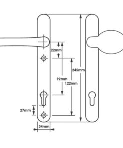 Alternative view of Lever Moveable Pad UPVC Multipoint Door Handles - 92mm PZ Sprung 122mm Screw Centres - Long Backplate