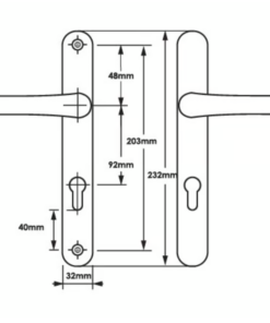Alternative view of Lever UPVC Multipoint Door Handles - 92mm PZ - Sprung - 203mm Screw Centres - 232mm Backplate