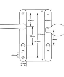 Alternative view of Lever Moveable Pad Offset UPVC Multipoint Door Handles - 92/70mm PZ - Sprung - 203mm Screw Centres