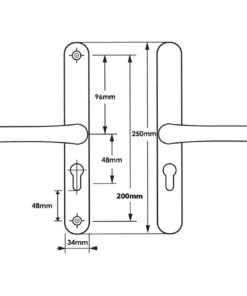 Alternative view of Lever Lever UPVC Multipoint Door Handles - 48mm PZ - Sprung - 200mm Screw Centres