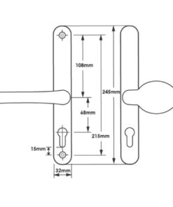 Alternative view of Lever Moveable Pad UPVC Multipoint Door Handles - 68mm PZ Sprung 215mm Screw Centres