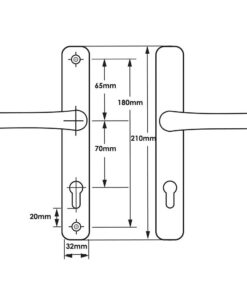 Alternative view of Lever UPVC Multipoint Door Handles - 70mm PZ - Sprung - 180mm Screw Centres - 7mm Follower