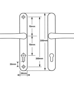 Alternative view of Lever UPVC Multipoint Door Handles - 70mm PZ - Sprung - 200mm Screw Centres - 7mm Follower