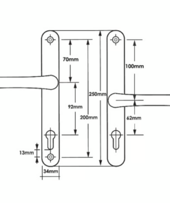 Alternative view of Lever Multipoint Door Handles 92/62mm PZ - Sprung - 200mm Screw Centres