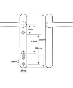 Alternative view of Blank External Lever Lever French Door Multipoint Handles – 92mm PZ Sprung 122mm Screw Centres