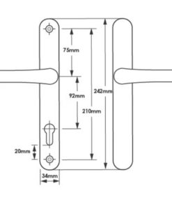 Alternative view of Blank External Lever Lever French Door Multipoint Handles – 92mm PZ Sprung 210mm Screw Centres