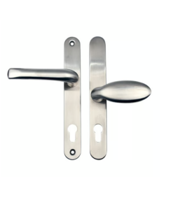 Grade 304 Stainless Steel Lever Moveable Pad Offset UPVC Multipoint Door Handles - 92/62mm PZ Sprung 210mm Screw Centres