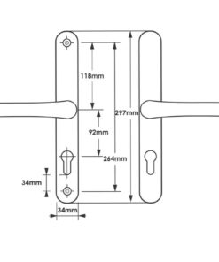 Alternative view of Lever Universal UPVC Multipoint Door Handles - 92mm PZ - Sprung - 264mm Screw Centres