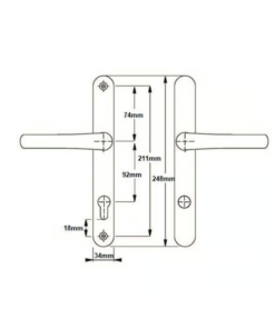 Alternative view of Ultion TS007 2* Lever Lever UPVC Multipoint Door Handles - 92mm PZ Sprung 211mm Screw Centres