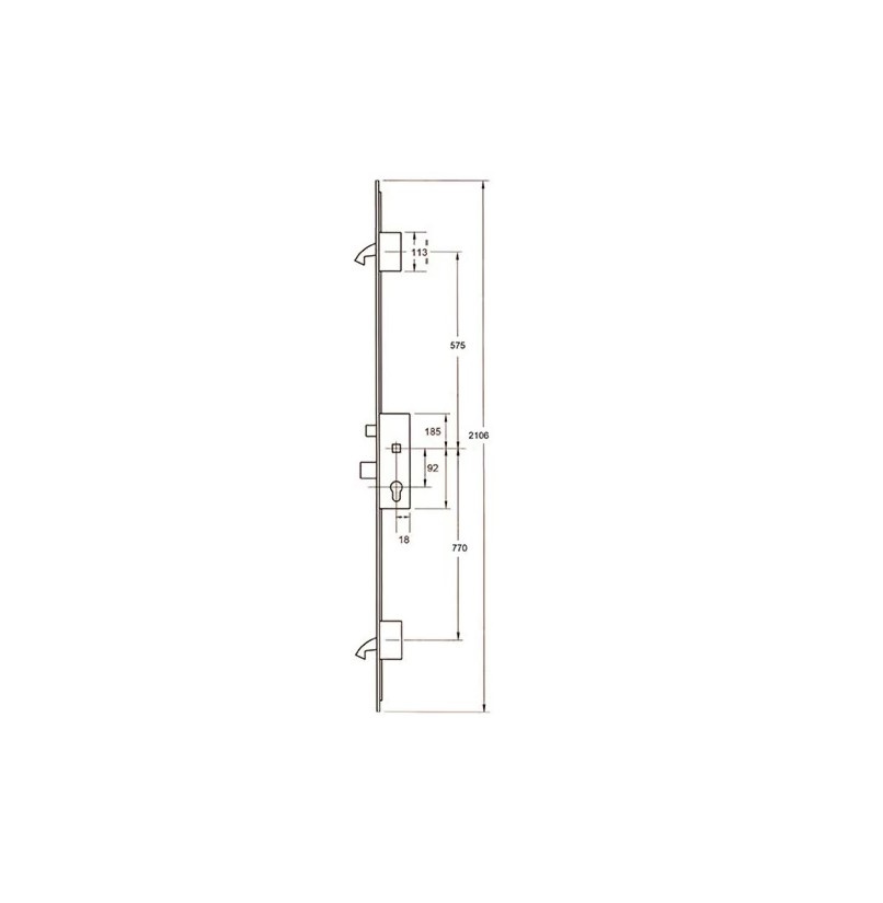 FGTE Latch Deadbolt 2 Hook Multipoint Door Lock - French Door Version (top hook to spindle = 575mm) 2 FGTE Latch Deadbolt 2 Hook Multipoint Door Lock - French Door Version (top hook to spindle = 575mm) - Image 2