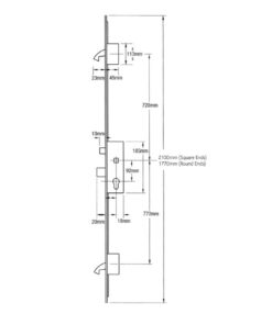 Alternative view of Trulock 45/92 Latch Deadbolt 2 Hooks 20mm Faceplate Lift Lever Multipoint Door Lock
