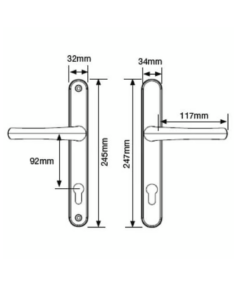 Alternative view of Lever UPVC Multipoint Door Handles - 92mm PZ Sprung 215mm Screw Centres