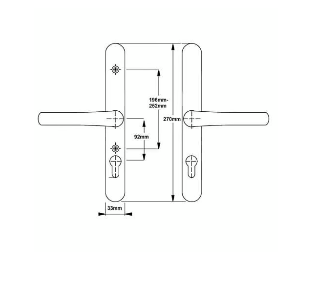 Lever UPVC Multipoint Door Handles - 92mm PZ Sprung 196-252mm Screw Centres 4 Lever UPVC Multipoint Door Handles - 92mm PZ Sprung 196-252mm Screw Centres - Image 4