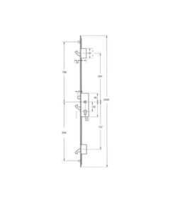 Alternative view of YS170 Latch 3 Hooks 2 Rollers 16mm Square Faceplate Multipoint Door Lock - 2200mm